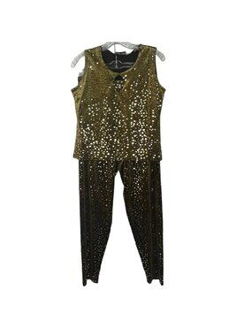 VTG Erica Brooke 2 Piece Set Large Gold Shiny Sequins New Sleeveless